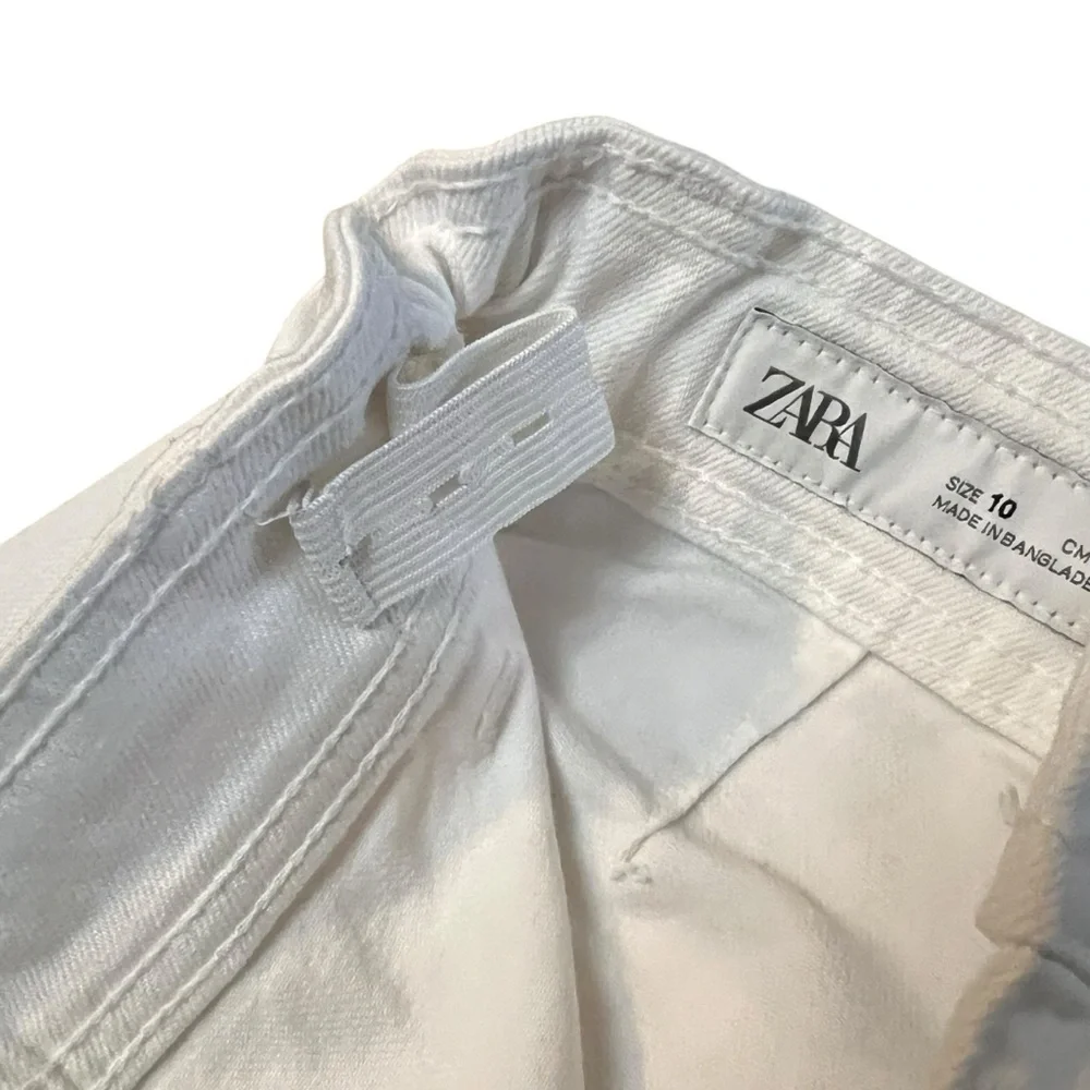 Zara| Kids Crisp White Wide Leg Jeans Adjustable Waiste - Size 10